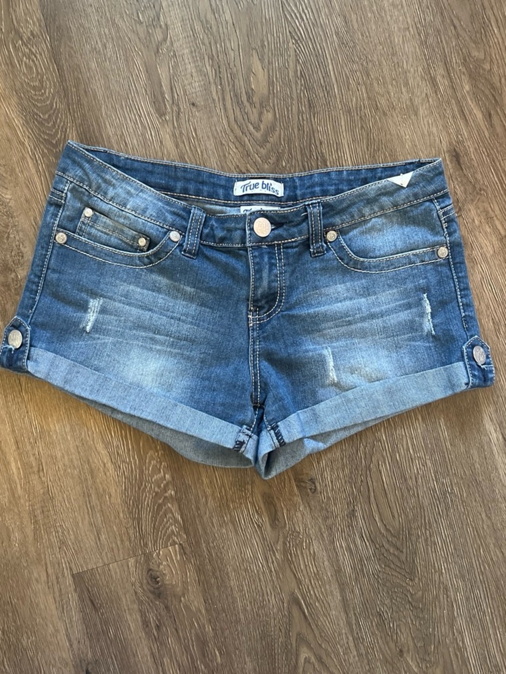 Women's Blue Denim Cuffed Shorts True Bliss